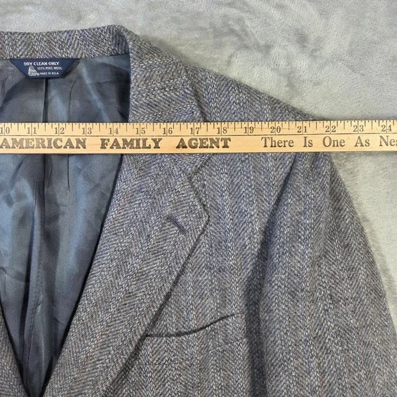 Vtg Kuppenheimer Mens Wool Herringbone Blazer Jacket Gray Blue Tan 48 Career